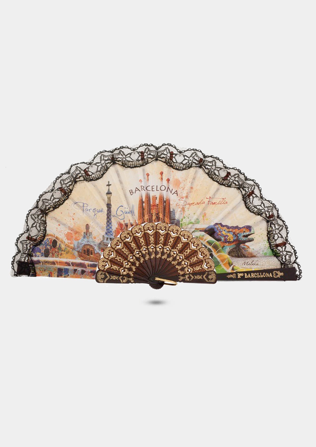 Barcelona II Souvenir hand fan 9 inches (23 cm)