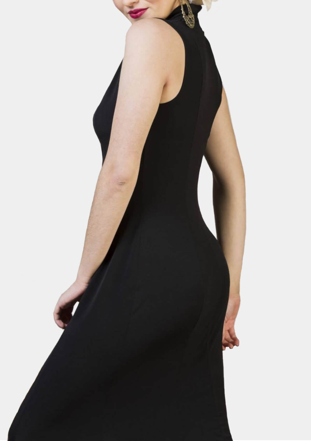 Black Flamenco Dress High Neck and one Ruffle dance and practice XS