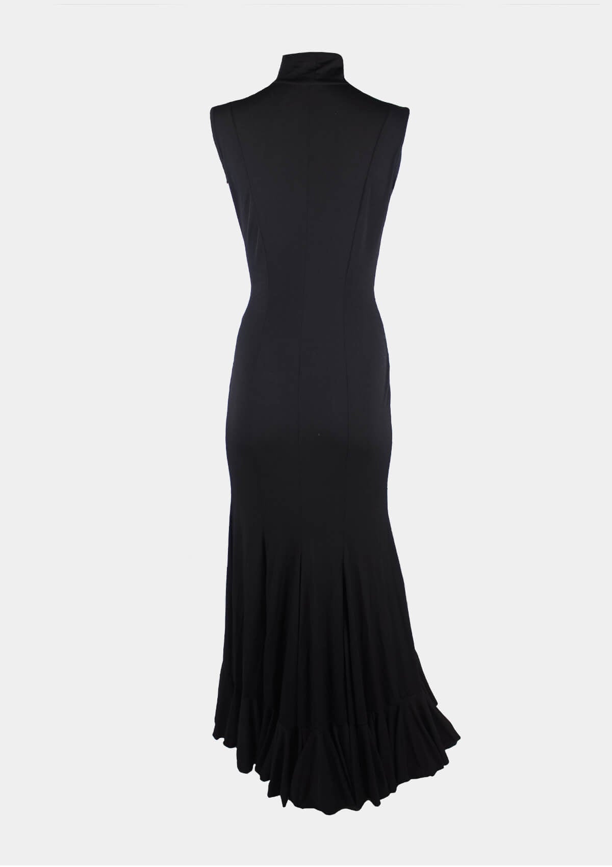 Black Flamenco Dress High Neck and one Ruffle dance and practice XS