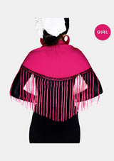 Girl shawl red mantoncillo triangle silk fringes for children up to 5 years