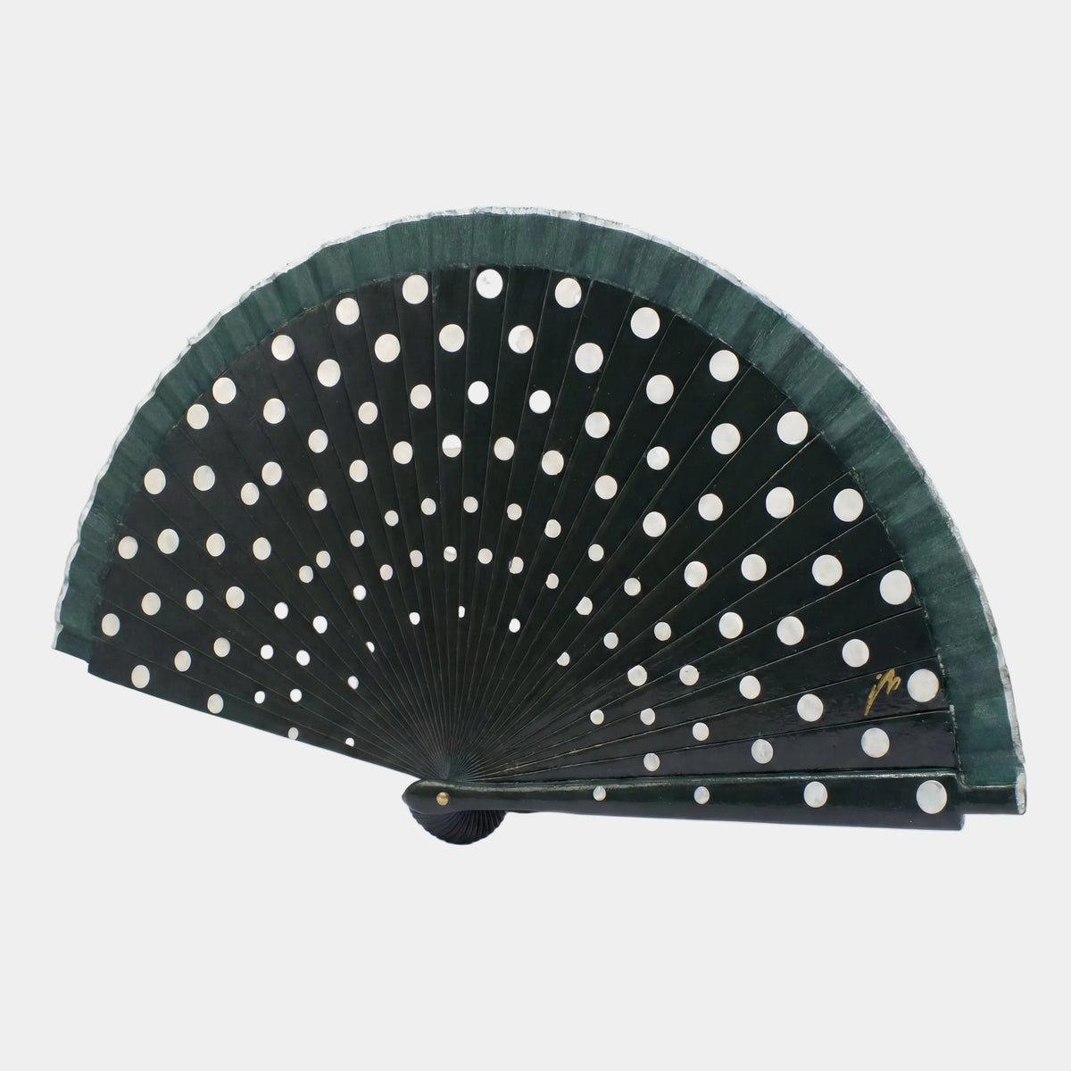Flamenco wooden hand fan red with polka dots Lunares in black 8 inches (21 cm) (Copy)