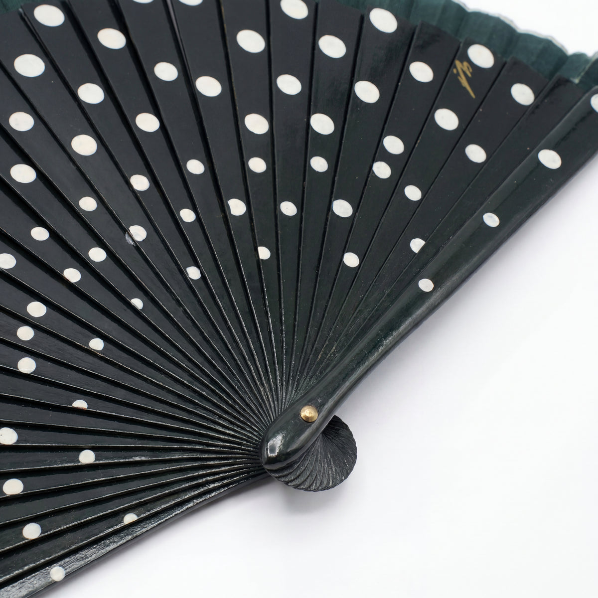 Flamenco wooden hand fan red with polka dots Lunares in black 8 inches (21 cm) (Copy)