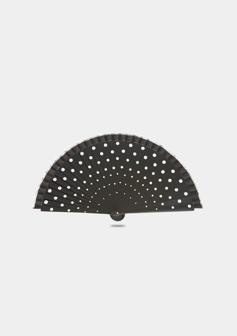 Black polka dots hand fan