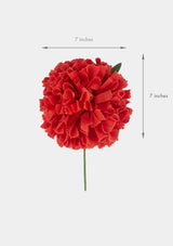 Orangy Red Flamenco Hair Carnation Size 7 Inches