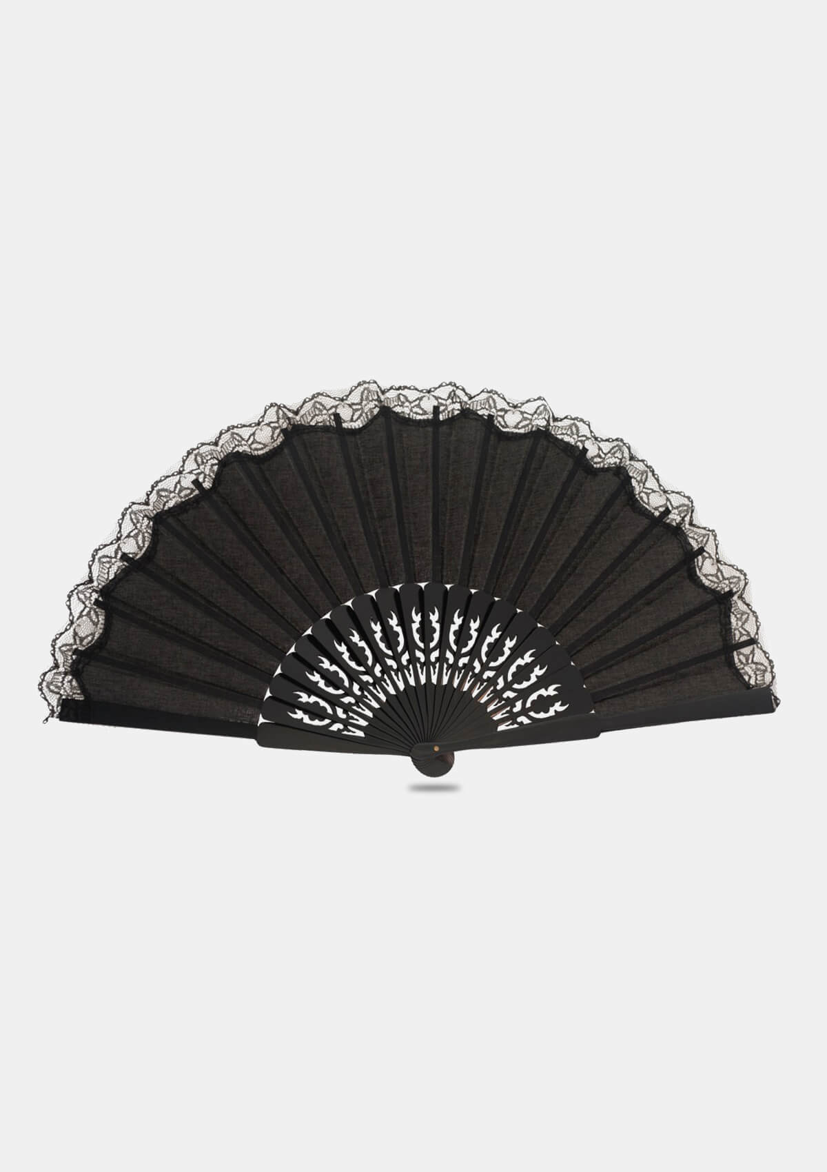 Flamenco hand fan Pericon with lace black