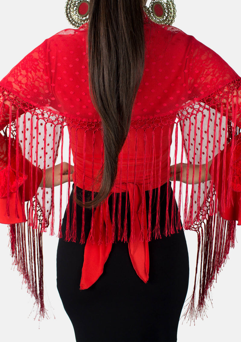 Mantoncillo Flamenco Plumeti red
