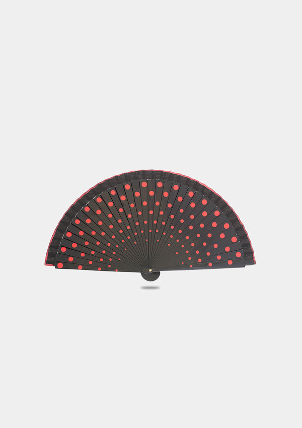Polka dot hand fan black and red