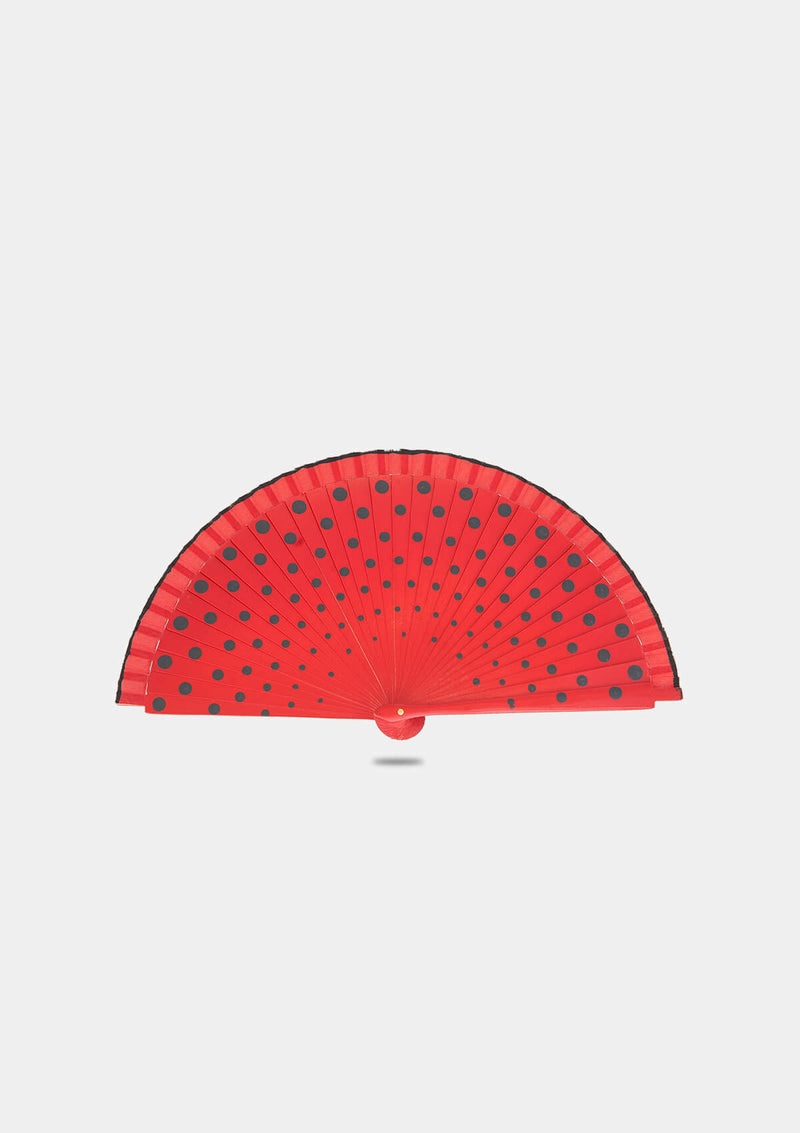 Red polka dot hand fan