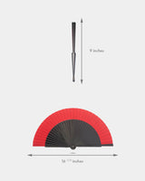 Flamenco wooden hand fan black with red border 9 inches