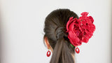 Flamenco comb girl red with earrings clip model